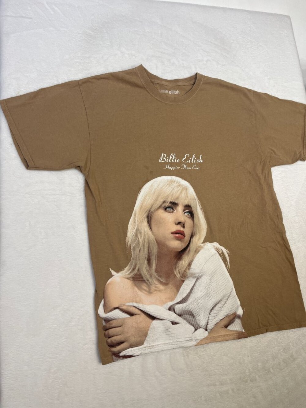 Billie Eilish Happier Than Ever Tour Merch sz S/M Oversized Urban Outfitters Tan - Picture 2 of 8